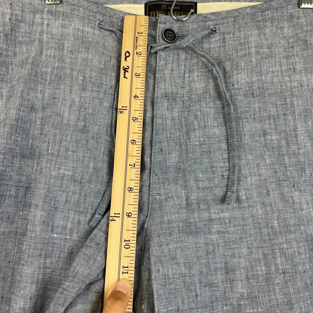 Jos A Bank Reserve Linen Blend Pants Mens 34x30 Blue Tailored Fit Drawstring
